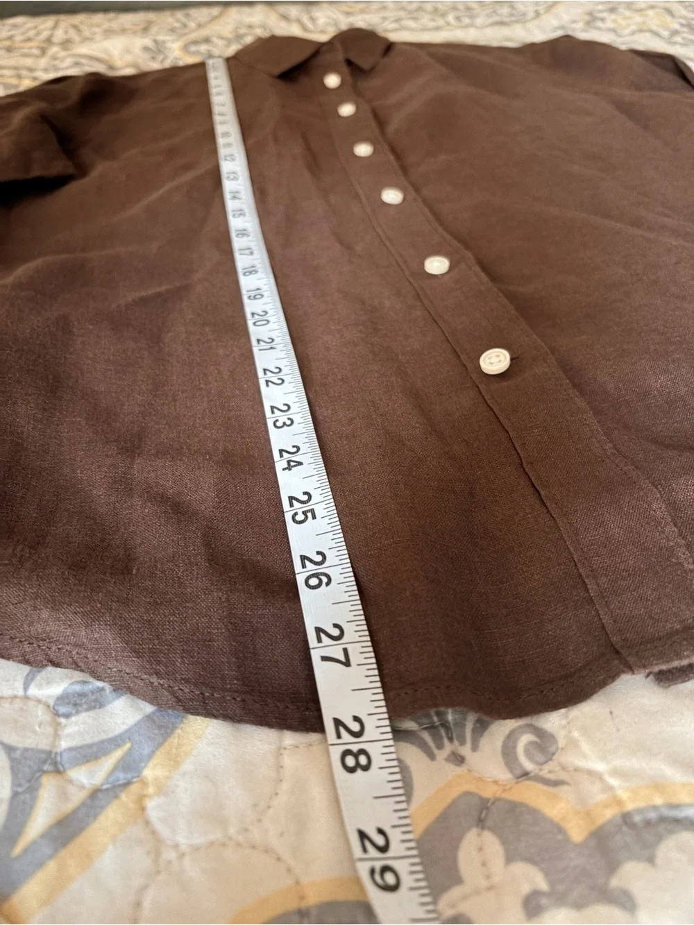 J. Crew Baird McNutt Women’s Brown Button-Up Linen Shirt, Slim, 12